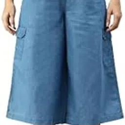 de moza Women Culottes Woven Bottom Solid Denim-picture-22