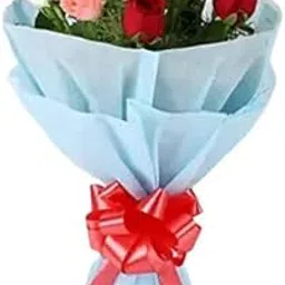 Floralbay Valentine's Day Special Fresh Flowers Bunch of Mix Roses in Blue Paper Packing (Bunch of 18)-picture-22