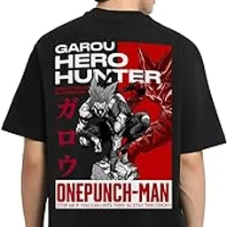 megakart Garou Hero Hunter- One Punch Man Anime Tees | Men's Oversized Anime T-Shirt | Premium Cotton Round Neck Streetwear | Relaxed Fit Casual Wearable Fit & Vibrant Prints-picture-58