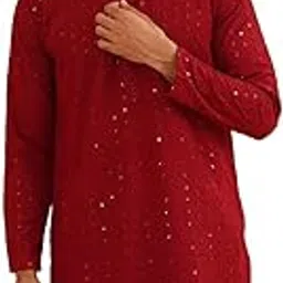 sojanya PLUS (Since 1958) Men's Navy Blue Silk Blend Long Kurta with Multi Color Embroidery-picture-37