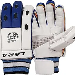 Lara Leather Cricket Batting Gloves Right Hand Batting Gloves for Men and Youth Size Colour White & Blue, Batting Gloves-image-11