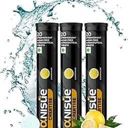 ANISUE HEALTHCARE Creatine Monohydrate Tablets | Lemon | Supports Muscle Power, Endurance, & Athletic Performance | Effervescent Tablets for Men & Women | Pack of 3-60 Tablets-picture-27