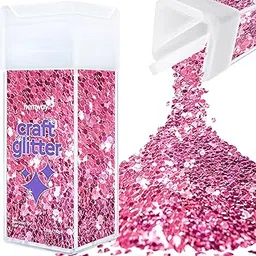 Hemway Super Chunky Craft Glitter Shaker for Arts Crafts Tumblers Schools Paper Glass Decorations DIY Projects - 1/8" 0.125" 3MM - 130g/4.6oz - Rose Pink-picture-48
