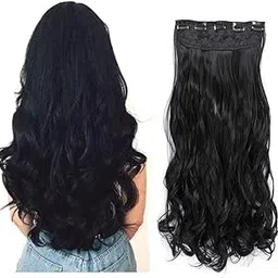 views 5 Clips ¾ Head 1 Piece 22 Inch Hair Extensions For Women And Girls Wavy/Curly Black Hair Extensions To Increase Instant Length And Volume-picture-10