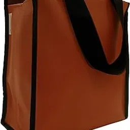 MARINE PEARL Fabric Multifunctional Lunch Tiffin Food Tote Shopping Bag For Casual Office Men Women/Water And Oil Proof/X Large, Brown (Polyurethane), 11 liter image 1