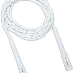 Amazon Brand - Symactive Polyvinyl Chloride Freestyle Beaded adjustable Jumping Rope, Skipping Rope For Tricks And Releases (WHITE) image 1