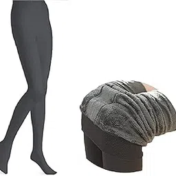 alexvyan Winter Grey Warm Fleece Lined Footed Leggings for Women Thick Thermal Leggings Elastic Soft Comfortable Velvet Tights, Free Size (Waist Size 24 inch to 34 inch)-picture-54