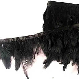 Utkarsh (8cm X 3 Mtr) Black Wings Feather Fur Gota Ethnic Wear Trim Lace Border Craft Material for Wedding Party Suits, Sarees, Lehengas, Dresses Embellishment Designing & Tailoring Purpose image 1