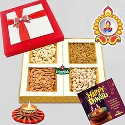 Shimnick Diwali Dryfruit Gift Box With Designer Diya | Almonds, Cashews, Kishmish, Pistachios | Designer Gift for Employees, staff and loved ones with a Diwali Card With Personal Message-picture-10