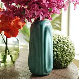 Pure Home + Living Teal Ribbed Ceramic Vase - Large-picture-21