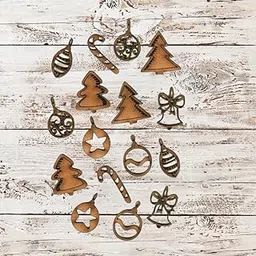 KLASSIE STORES | Christmas Baubles 7 - Wooden MDF Cutout/Ornaments for Xmas Tree,Party,Hangings,Table/Home Decoration,DIY Projects| 5 * 5 Inches| Set of 16 (2 of Each Design)-picture-12