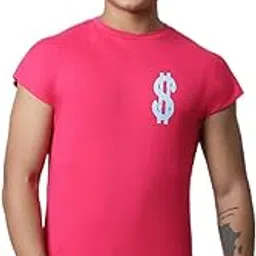 door74 Pink Printed Solid Cap Sleeve T-Shirt-picture-60