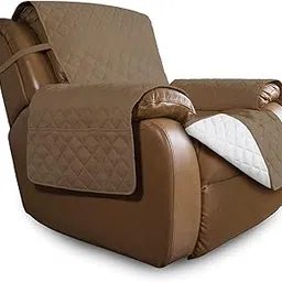 Easy-Going Oversized Recliner Cover Reversible Couch Cover Sofa Cover for Living Room Water Resistant Furniture Protector with Elastic Straps for Pets Dog (Oversized Recliner, Camel/Ivory)-picture-25