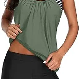 Two Piece Tankini Bathing Suits T-Back Blouson Swim Tops with Boy Shorts Women Swimsuits Sporty Swimwear-image-77