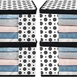 AARON INC Saree Cover With Zipper Closure Non Woven Fabric Clothes Storage Bag Wardrobe Organizer Transparent Window Garment Cover Polka Dot Design White (BZRWBSC04 image 1