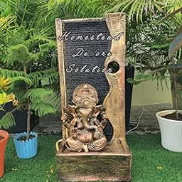 Homestead Decore Solution Ganesha Water Fountain with LED Light 3 feet, Decorative Home Decor Living Room Meditation Area Garden Office, Indoor Outdoor Brown Fiber (unbreackable)-picture-29
