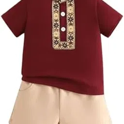 dingdong Kids Half Sleeve Cotton T-Shirt & Pant Set – Soft & Breathable Casual Tee for Boys-picture-43