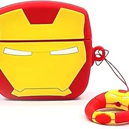 Silicone Case Compatible for Apple Airpods 4 (2024) Cute Design for AirPods 4 with Active Noise Cancellation (ANC) with Keychain Hook Shockproof Protective Case (Iron-Man) image 1