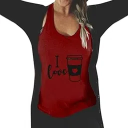 3nh Women Summer Fashion Casual O-Neck Sleeveless Crop Vest Red-picture-17