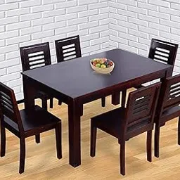 Solid Sheesham Wood Dining Table Set 6 Seater | Wooden Dining Table with 6 Chairs | Spacious 6 Seater Dining Set for Living Room, Home, Hotel & Restaurant | Walnut Finish-image-96