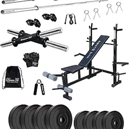 DREAM FIT PVC Home Gym Set - 30 Kg with 8in1 Gym Bench, 3 ft Curling Rod, 5 ft Straight Rod, 1 Pair Dumbbell rods and Gym Accessories (30kg)-picture-27