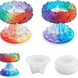 RKPM HOMES Lotus Shape Candles Holders Resin Mold I Flower Candlestick Tealight Epoxy Casting Silicone Mould I for DIY Handmade Art Craft Jewelry Storage Box Trinket Container Home Party Decoration-picture-56