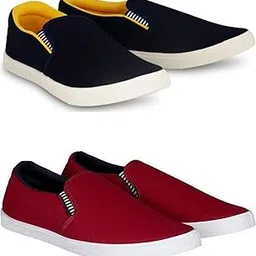 Premium Casual Shoes Slip On Sneakers for Men |Combo Pack of 2|98 Maroon Yellow-image-40