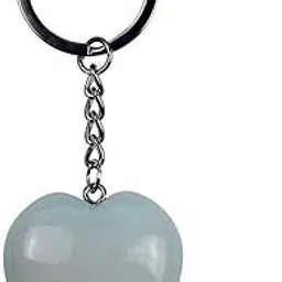 Opalite Opelite Crystal Heart Shaped Key Chain Key Ring For Chakra And Reiki Healing-image-0