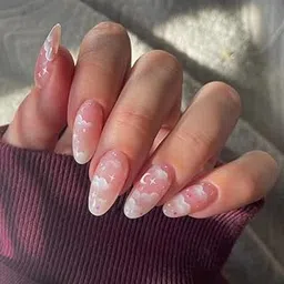 Cloud and Stars Design Press-On Nails, Almond Shape, Pink Gradient, 24 Pieces-picture-21