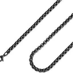 fosir 2-5MM Mens Womens Stainless Steel Black Rolo Cable Chain Necklace 16-36 Inch, 20.0 Inches long, Stainless Steel, No Gemstone-picture-10