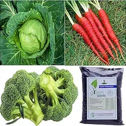 Green World Combo Pack Offer (Broccoli + Cabbage + Red Carrot plant seeds) with vermicompost free-image-43
