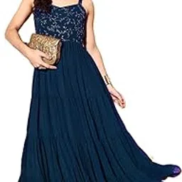 Shivay Nand Fashion Women Embroidery Georgette Fit and Flare Dress-picture-43