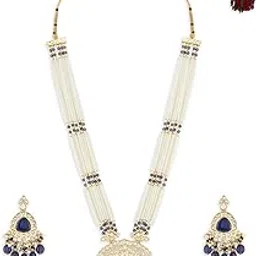 zaveri pearls Purple Peacock Inspired Meenakari Multistrand Beaded Long Necklace & Earring Set For Women-ZPFK21336-picture-27