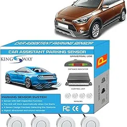 KINGSWAY® Car Reverse Parking Sensor Universal with LED Display Compatible with Hyundai I20 Active (Year 2015 to 2020), Auto Object Detection Radar System with Ultrasonic Sensor Kit in White Color-picture-20