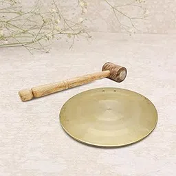 Brass Round Ghadiyal Ghanta | Vijay ghanta | Bell Plate With Wooden Hammer for School And Pooja (Plate Size - 18cm | Hammer Size - 34cm)-picture-19
