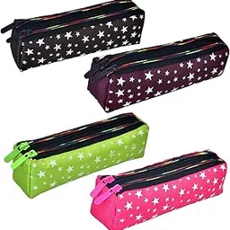 Pencil Pouch | Rexine Stationary Pouch | Pencil Utility Pouch | School Pencil Case for Kids | Pen-Pencil Box for Kids | 2 Zipper Pencil Organizer | Star Pencil Pouch | Pack of 4 | Multi-image-69