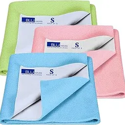 Quick Dry Sheet for Baby - Waterproof Extra Absorbent Instadry Bed Protector Sheets | Washable Reusable Mattress Protector for New Born Babies Toddler Kids Children Adult (Multicolor, Small Pack of 3)-picture-65