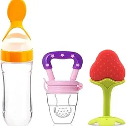 Combo of Baby Teether, Fruit Feeder and Silicon Spoon Feeder BPA Free, Soft and Safe (Combo of 3 Pcs)-picture-18
