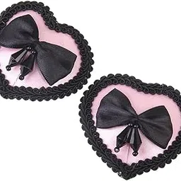 Bnf® Women's Reuseable Heart Bowknot Covers Breast Stickers Pink and Black|Clothing Shoes & Accessories | Womens Clothing |Breast Forms, Enhancers| 1 x Pair of Covers-image-5