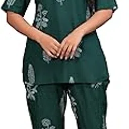 ctmtex Women Rayon Printed Night Wear Top and Bottom Night Suit Set-picture-10