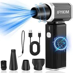 Compressed Air Duster, 210000RPM Electric Mini Jet Turbo Blower, Sliding Stepless Speed Air Duster for Cleaning Computer Keyboard PC, Rechargeable Cordless Jet Fan for Car and Home (Silver)-image-23