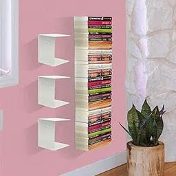 Go Hooked Heavy Duty Metal Wall Mounted Book Shelves for Study Room, Living Room and Bedrooms (3 Pcs) (White)-picture-23