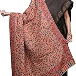 exotic india Reversible Kani Jamawar Wool Shawl with Woven Floral Leaf Jaal and Paisleys Design Stole, Scarves for Women's-picture-31