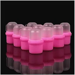 Hair Line Professional Acrylic Artificial Nail Art Soak Off Cap UV Gel Polish Remover Cleaner Wrap Nail Soaking Hat Makeup Aid Tools 10Pcs Pink-image-22