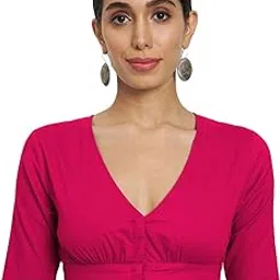 thevasa Women's Pink Graceful Pleat Blouse-picture-46