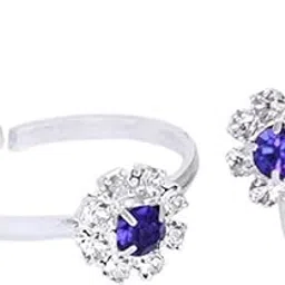 nikyanka alloy silver blue stone toe ring for women & girls-picture-10
