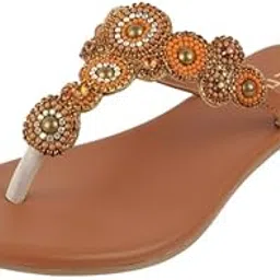 Women's Faux Leather Embellished Comfy Slippers-image-82