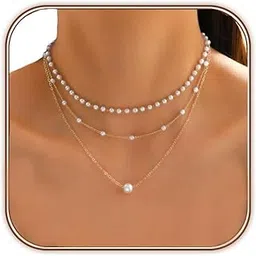 sannidhi Pearl Necklace for Women 1Pcs Gold Layered Pearls Choker Necklaces Jewelry Set for Woman Gifts-picture-47