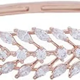 kushal's Fashion Jewellery White Rose Gold Polished Zircon Kada With Locking System |Best For Gifting, Bride, Bridemaids & Special Occasion | Zircon Kada For Women - 373685-picture-16