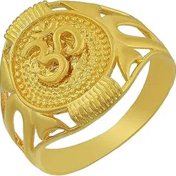 superstore18 Brass, 24KT Micron 1 Gram gold Hindu OM design spiritual finger ring for Men Women temple jewellery (SST6477ORRM)-picture-40